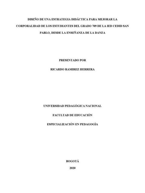 Diseño de una estrategia didáctica para mejorar la corporalidad de los estudiantes del grado 709