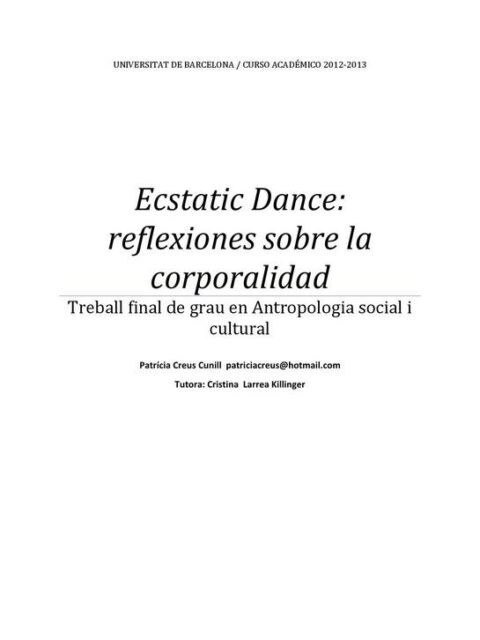 Ecstatic Dance: reflexiones sobre la corporalidad