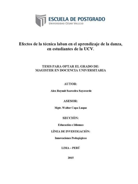 Efectos de la técnica laban en el aprendizaje de la danza, en estudiantes de la UCV