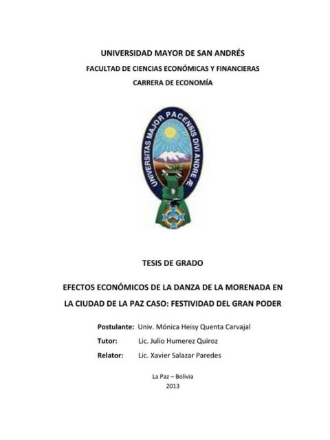 Efectos económicos de la danza de la morenada en la ciudad de La Paz