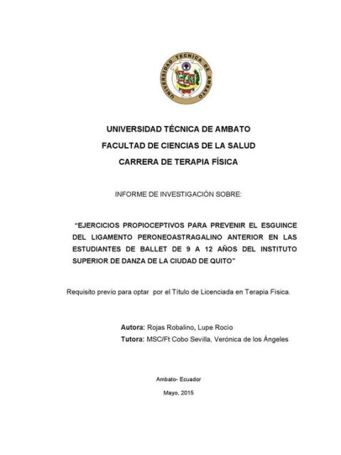 Ejercicios propioceptivos para prevenir el esguince del ligamento peroneoastragalino anterior en las estudiantes de ballet