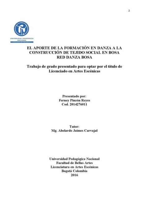 El aporte de la formación en danza a la construcción de tejido social en Bosa
