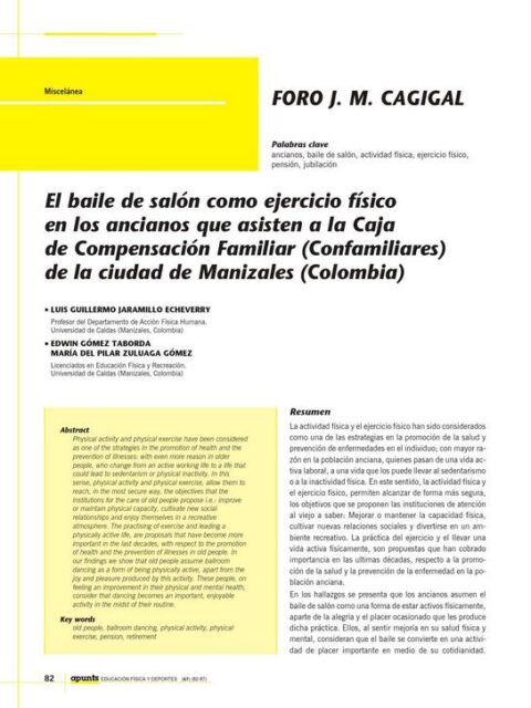 El baile de salón como ejercicio físico en los ancianos
