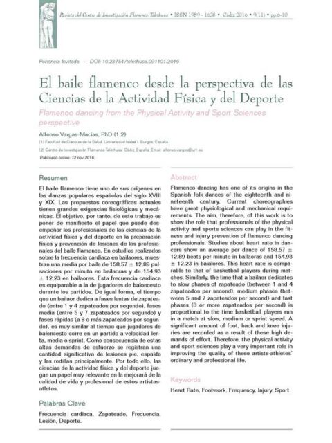 El baile flamenco desde la perspectiva de las Ciencias de la Actividad Física y del Deporte