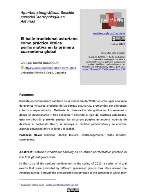 El baile tradicional asturiano como práctica étnica performativa en la primera cuarentena global