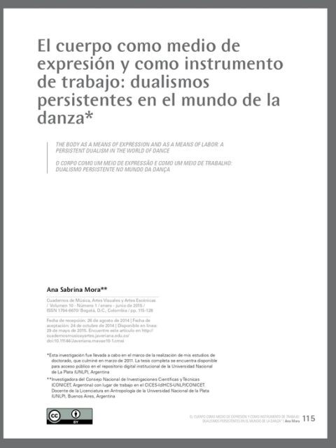 El cuerpo como medio de expresión y como instrumento de trabajo