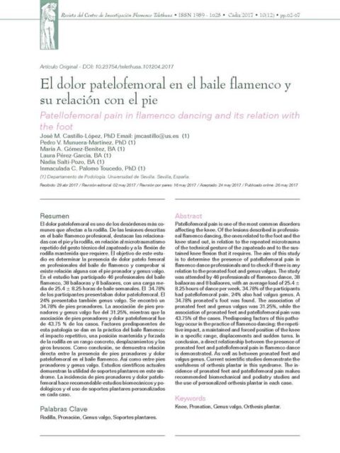 El dolor patelofemoral en el baile flamenco