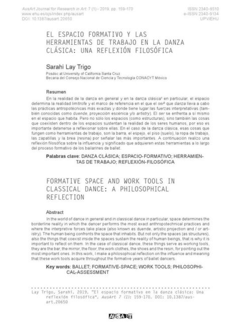 El espacio formativo en la danza clásica