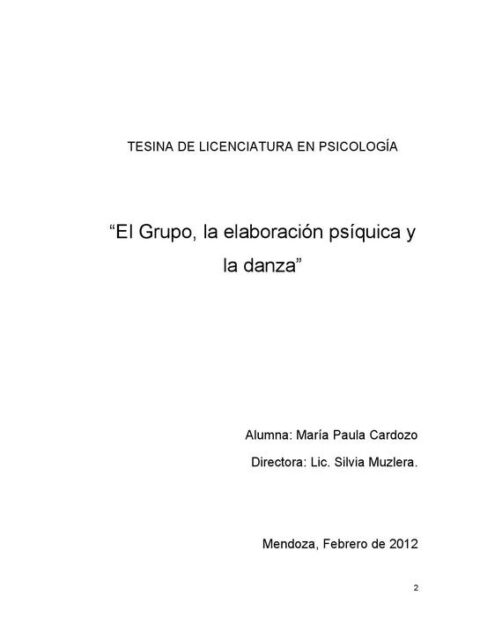 El grupo, la elaboración psíquica y la danza