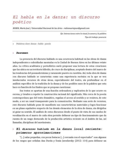 El habla en la danza