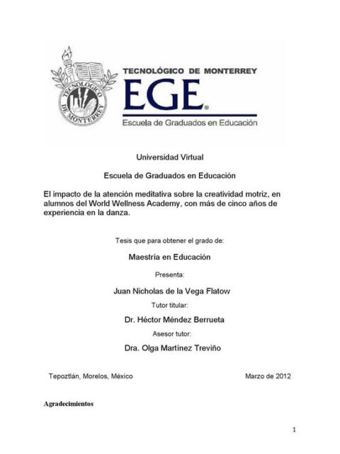 El Impacto de la Atención Meditativa sobre la Creatividad Motriz