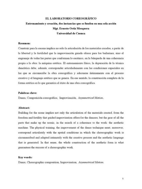 El laboratorio coreográfico
