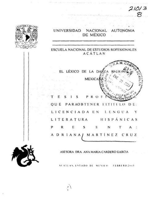 El lexico de la danza regional mexicana