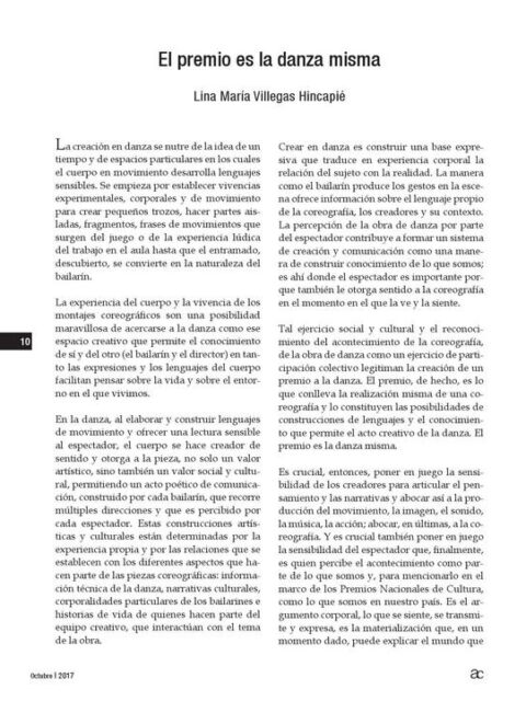 El premio es la danza misma