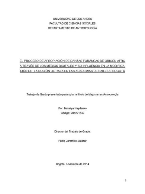 El proceso de apropiación de danzas foráneas de origen afro a través de los medios digitales y su influencia en la modificación de la noción de raza