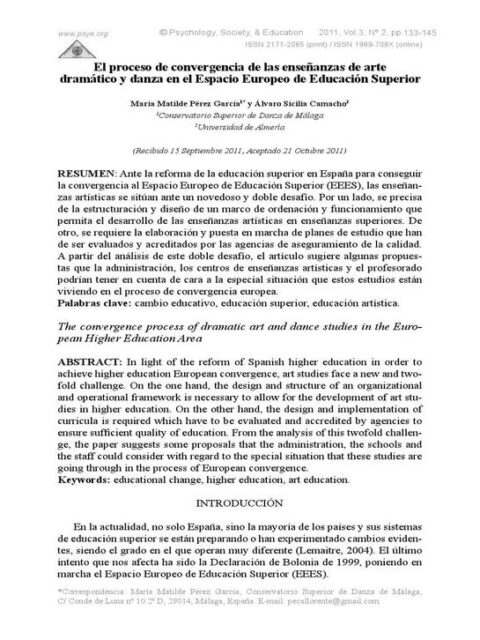 El proceso de convergencia de las enseñanzas de arte dramático y danza