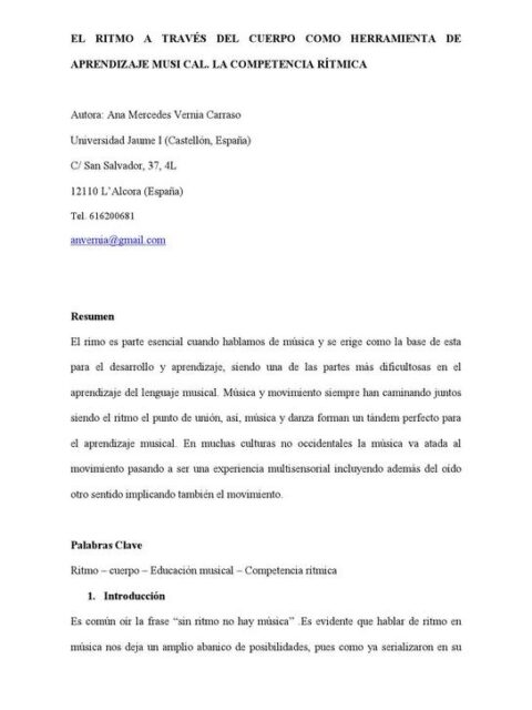 El ritmo a través del cuerpo como herramienta de aprendizaje musical