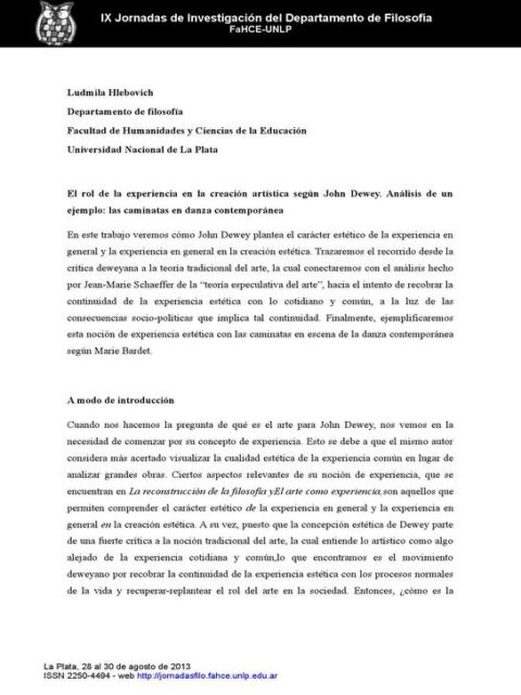 El rol de la experiencia en la creación artística según John Dewey