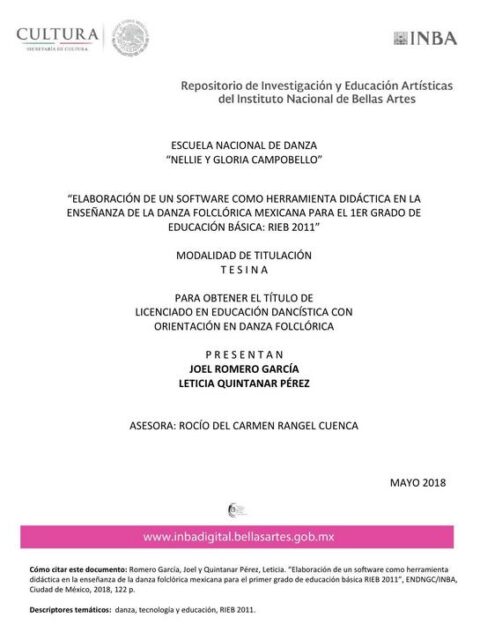 Elaboración de un software como herramienta didáctica en la enseñanza de la danza folclórica mexicana