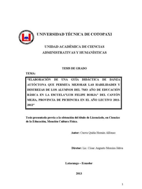 Elaboración de una guía didáctica de danza autóctona