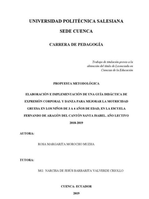 Elaboración e implementación de una guía didáctica de expresión corporal y danza