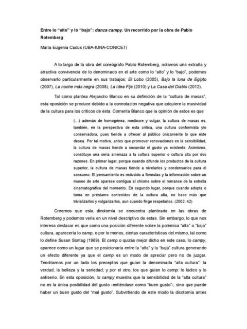 Entre lo “alto” y lo “bajo”: danza campy