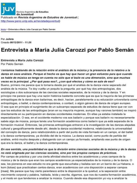 Entrevista a María Julia Carozzi