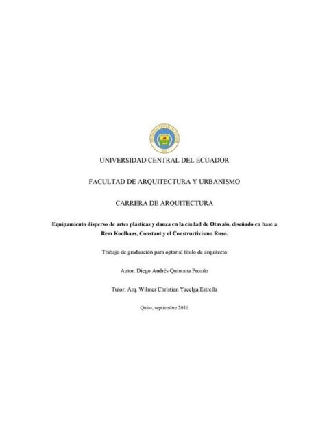 Equipamiento disperso de artes plásticas y danza en la ciudad de Otavalo