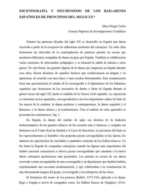 Escenografía y figurinismo de los bailarines españoles