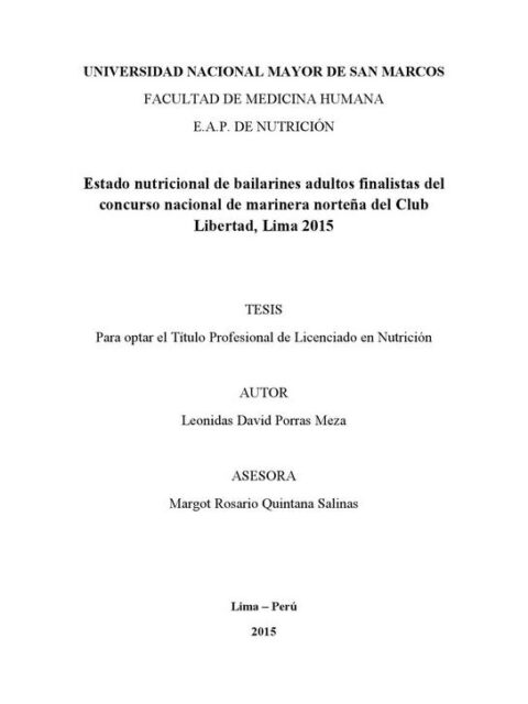 Estado nutricional de bailarines adultos finalistas del concurso nacional de marinera norteña