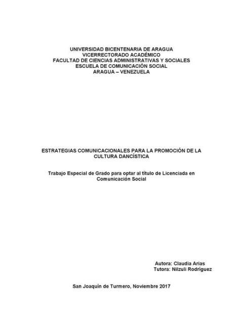 Estrategias comunicacionales para la promoción de la cultura dancísitica