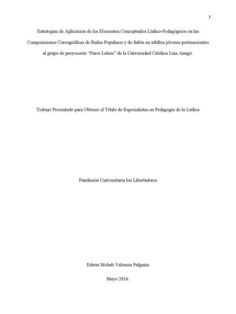 Estrategias de aplicación de los elementos conceptuales lúdico-pedagógicos en las composiciones coreográficas de bailes populares y de salón