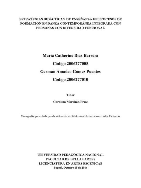 Estrategias didácticas de enseñanza en procesos de formación en danza contemporánea integrada con personas con diversidad funcional