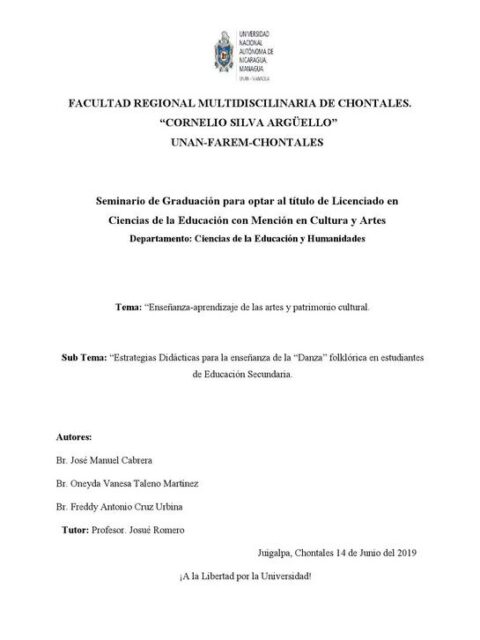 Estrategias Didácticas para la enseñanza de la Danza folklórica