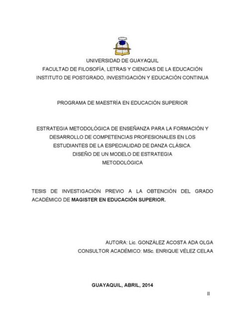 Estrategias metodológica de enseñanza para la formación desarrollo de competencias profesionales en los estudiantes de la especialidad de danza clásica