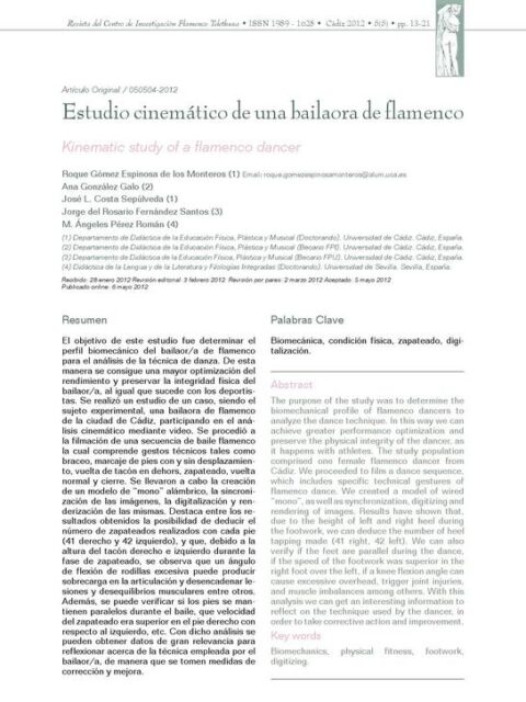 Estudio cinemático de una bailaora de flamenco