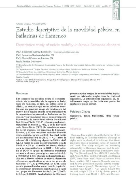 Estudio descriptivo de la movilidad pélvica