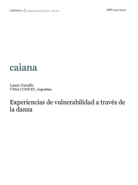 Experiencia de vulnerabilidad a través de la danza