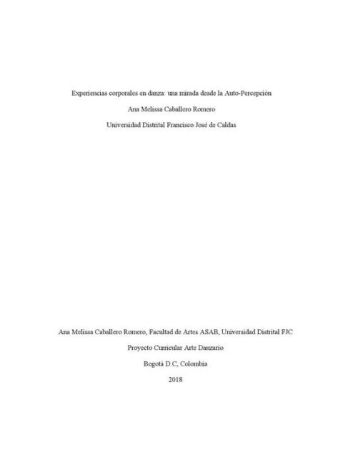 Experiencias Corporales En Danza