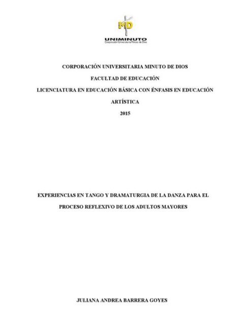 Experiencias en tango y dramaturgia de la danza para el proceso reflexivo de los adultos mayores