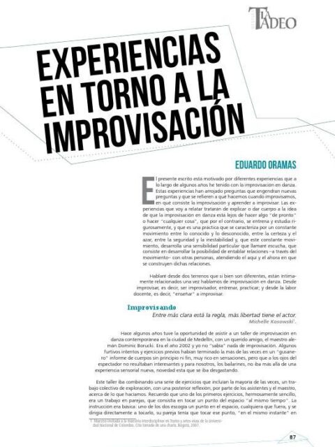 Experiencias en torno a la improvisación
