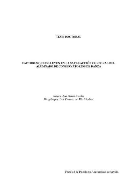 Factores que influyen en la satisfacción corporal del alumnado de conservatorios de danza
