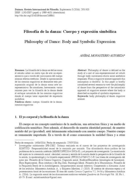 Filosofía de la danza Cuerpo y expresión simbólica