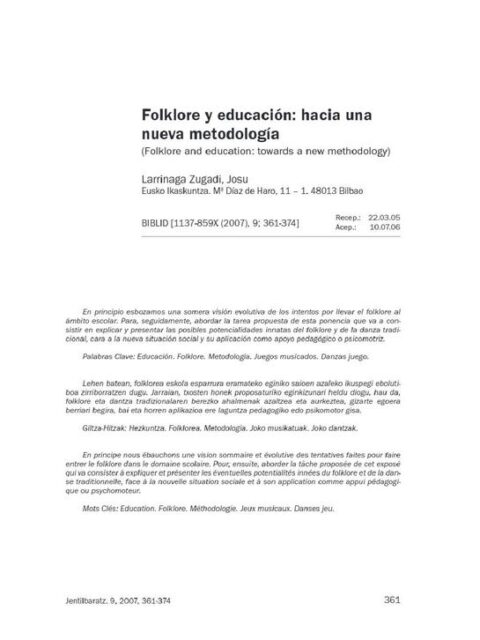 Folklore y educación
