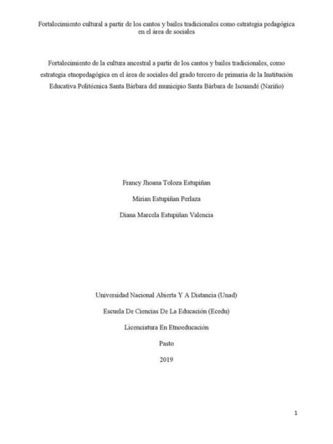 Fortalecimiento de la cultura ancestral a partir de los cantos y bailes tradicionales