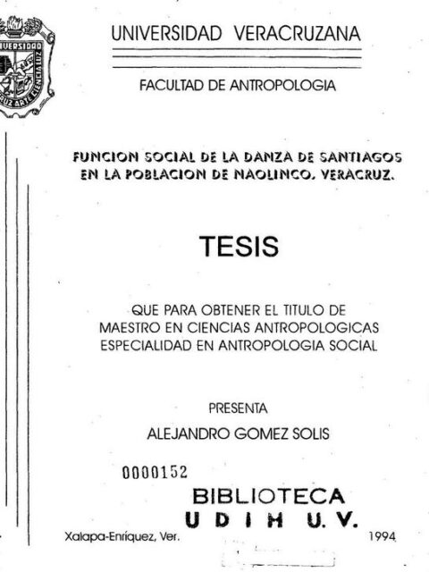 Función social de la danza de santiagos en la población de Naolinco, Veracruz