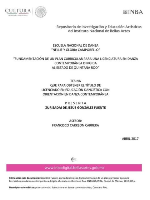 Fundamentación de un plan curricular para una licenciatura en danza contemporánea
