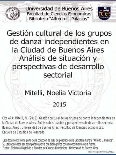 Gestión cultural de los grupos de danza independientes en la Ciudad de Buenos Aires