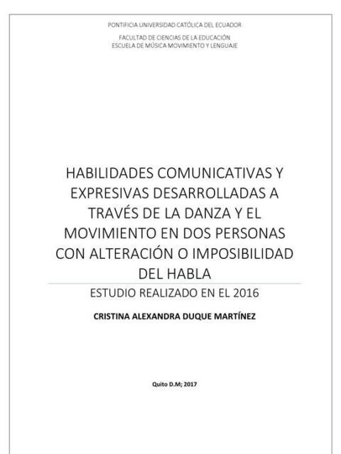 Habilidades comunicativas y expresivas desarrolladas a través de la danza y el movimiento