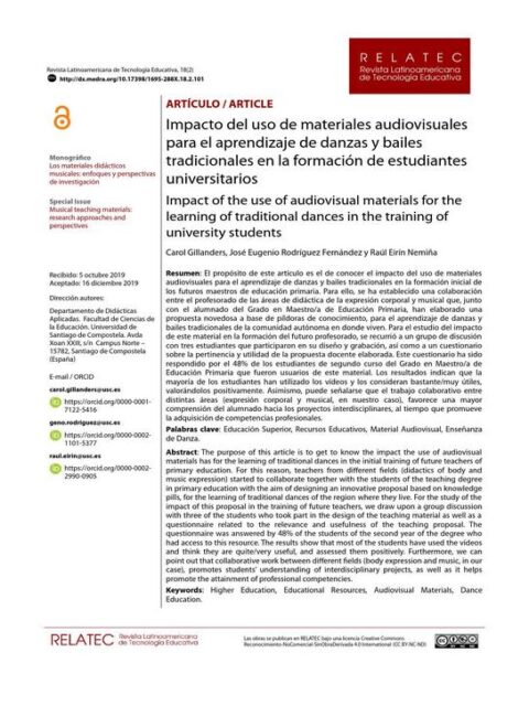 Impacto del uso de materiales audiovisuales para el aprendizaje de danzas y bailes tradicionales